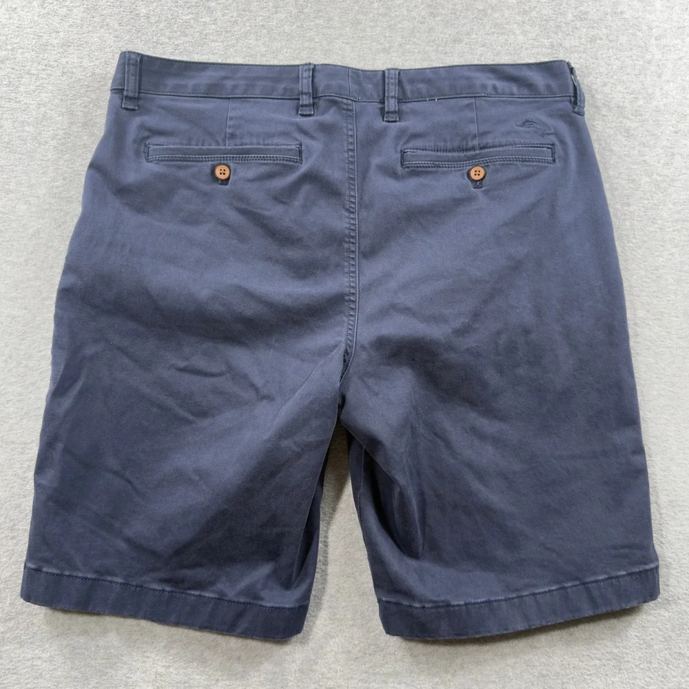 Tommy Bahama Chino Shorts Mens 35x10 Navy Blue Boracay Cotton Blend Soft Stretch